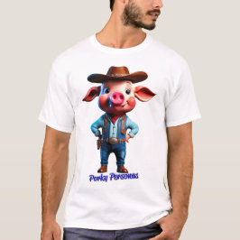 Porky Personas lustige Schweinefiguren. Cowboy T-Shirt