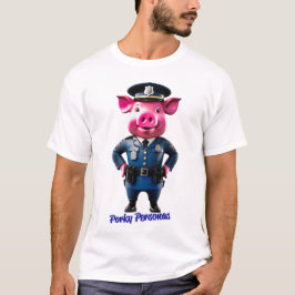 Porky Personas lustige Schweinefiguren. Polizist T-Shirt
