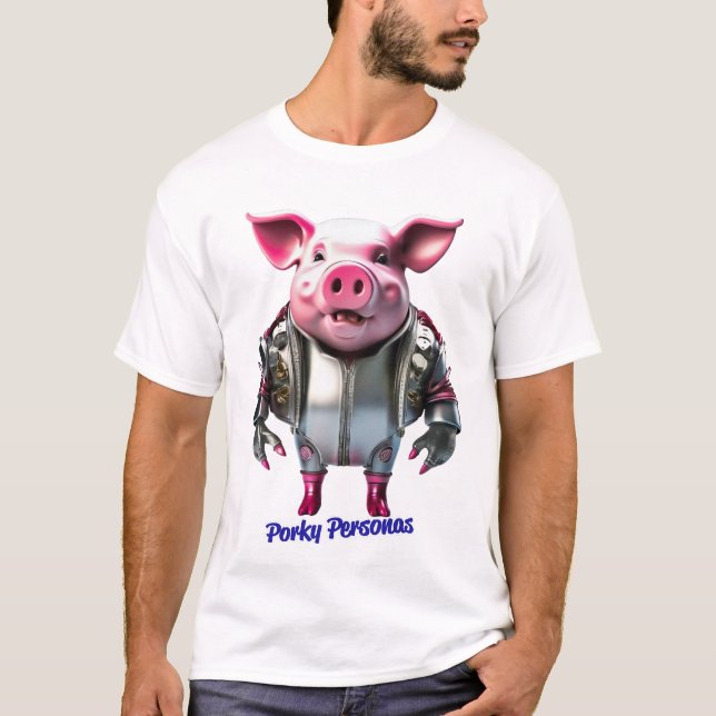 Porky Personas lustige Schweinefiguren. Terminator T-Shirt (Vorderseite)
