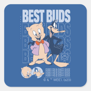 Porky Pig & DAFFY DUCK™ Best Buds Quadratischer Aufkleber