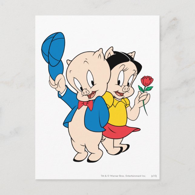 Porky Pig und Petunia Postkarte (Vorderseite)