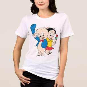 Porky Pig und Petunia Tri-Blend Shirt