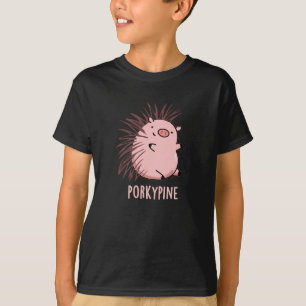 Porky-Pine Funny Porcupine Pig Pun Dark BG T-Shirt