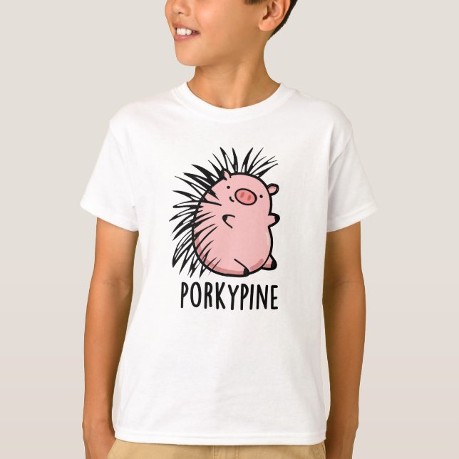Porky-Pine Funny Porcupine Pig Pun T-Shirt (Vorderseite)