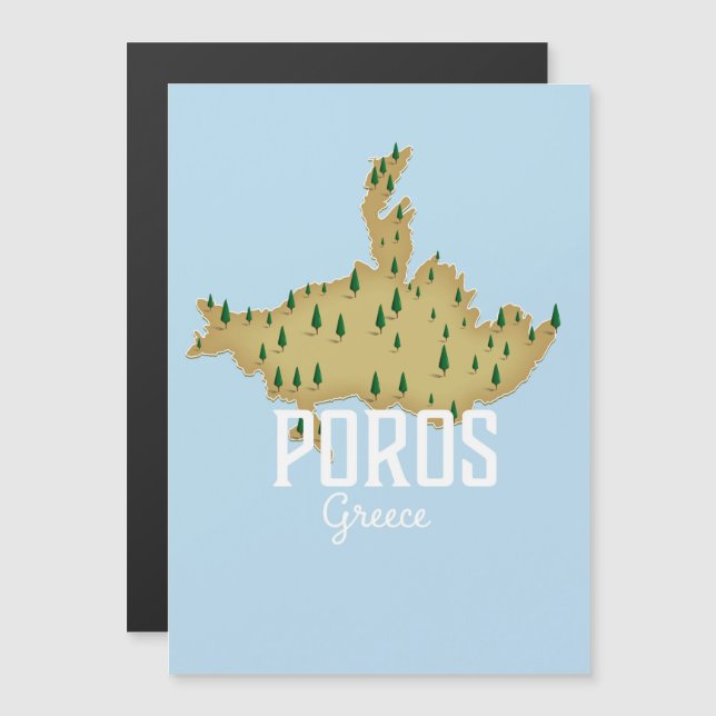 Poros Carte grecque Affiche de voyage illustrée (Devant / Derrière)
