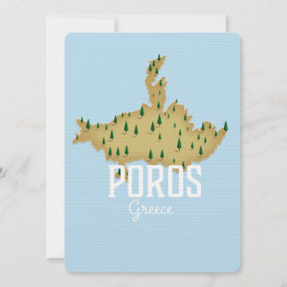 Poros Griechisch Karte Illustriertes Reiseplakat