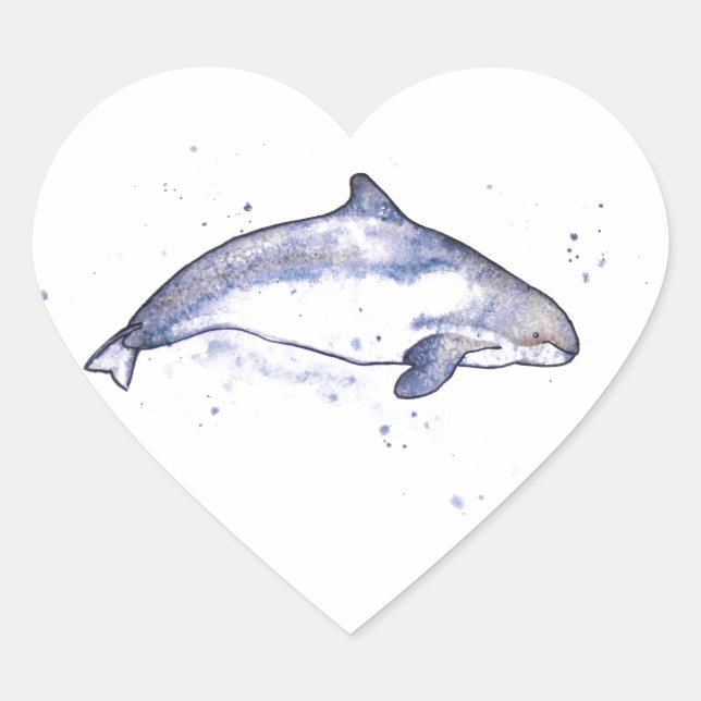 Porpoise Illustration Herz-Aufkleber (Vorderseite)