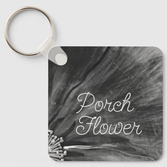 Porsche Blume / Schwarz und Weiß / Schlüsselanhänger (Vorderseite)