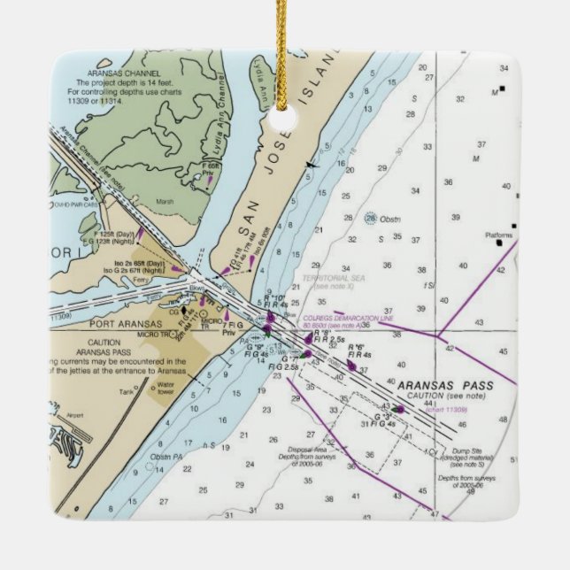 Port Aransas Chart Keramikornament (Rückseite)