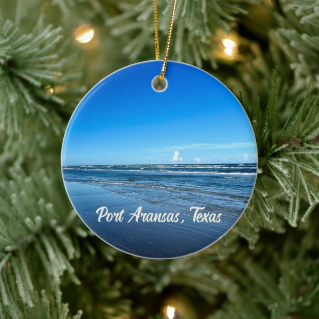 Port Aransas Texas Coast Ocean Wave Weihnachten Keramik Ornament (Baum)