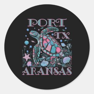 Port Aransas Tx Schildkrötenliebhaber Farbige Stra Runder Aufkleber