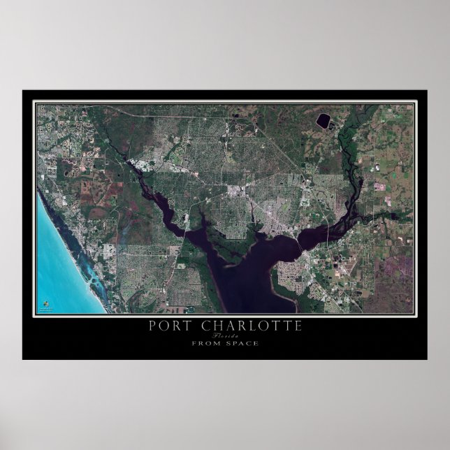 Port Charlotte Florida Satellite Poster Karte (Vorne)