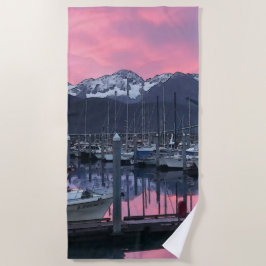 Port de bateau rose Sunrise 1 - Serviette de plage