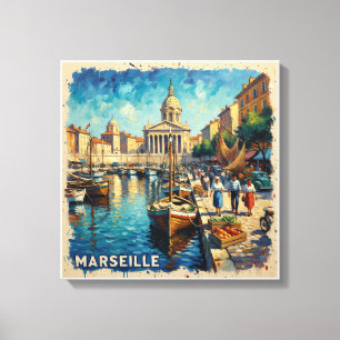 Port de Marseille Toile vintage étirée