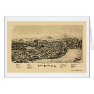 Port Henry, carte panoramique de NY - 1889