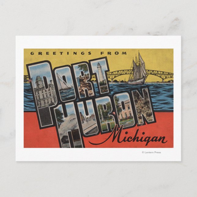 Port Huron, Michigan - Große Buchstabenszenen Postkarte (Vorderseite)