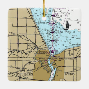 Port Huron Michigan Nautical Chart Keramikornament