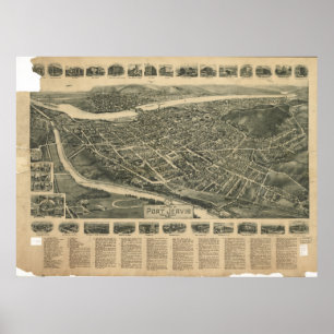 Port Jervis New York 1920 Antik Panoramabalkarte Poster