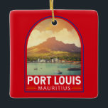 Port Louis Mauritius Reisen Kunst Vintag Keramikornament<br><div class="desc">Port Louis retro Vektorgeflecht Design. Port Louis ist die Hauptstadt von Mauritius,  im Indischen Ozean.</div>