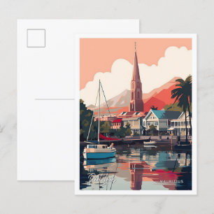Port Louis Mauritius Vintage Reise - Illustration Postkarte