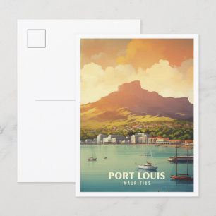 Port Louis Mauritius Vintage Reiseillustration Postkarte