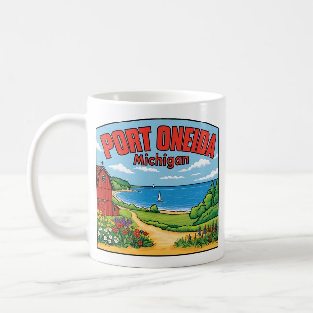Port Oneida Michigan Vintag Kaffeetasse (Links)