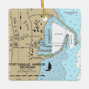 Port Sanilac Michigan Nautical Chart Keramikornament