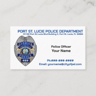 Port St. Lucie Polizeibeamte PSLPD Geschäftswagen Visitenkarte