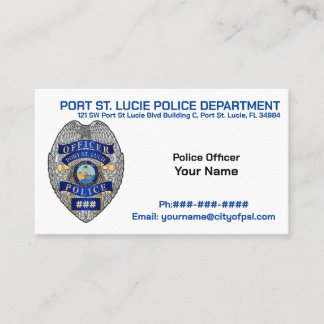 Port St. Lucie Polizeibeamte PSLPD Geschäftswagen Visitenkarte