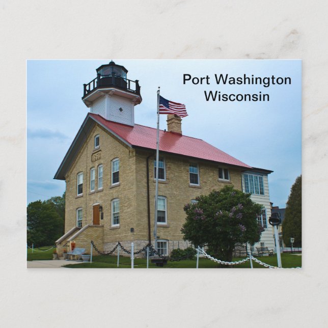 Port Washington Wisconsin Lighthouse Postkarte (Vorderseite)