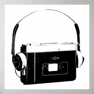 Portable Cassette Player der 80er Jahre, Walkman. Poster