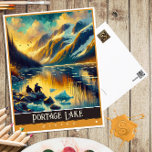 Portage Lake, Alaska | Vintage Malerei Postkarte<br><div class="desc">Treten Sie ein in die Vergangenheit und tauchen Sie ein in die faszinierende Schönheit von Alaskas Wildnis mit unserer Vintagen Malerkarte Portage Lake. Dieses atemberaubende Kunstwerk vereint das Wesen des Portage Lake in einem Vintagen Malstil und erinnert an die Nostalgie klassischer Reiseplakate und Retro-Werbedrucke. Die Postkarte zeigt ausdrucksstarke Pinselstriche und...</div>