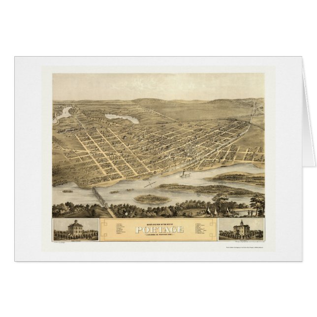 Portage, panoramische Karte WI - 1868 (Vorderseite (Horizontal))