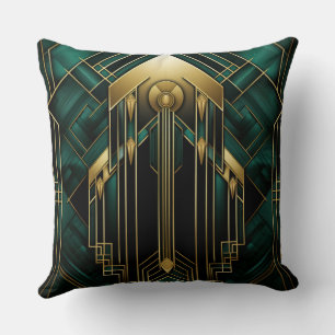 Portal Art Deco - Smaragd und Dorure Kissen