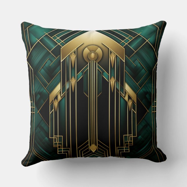 Portal Art Deco - Smaragd und Dorure Kissen (Rückseite)