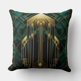 Portal Art Deco - Smaragd und Dorure Kissen