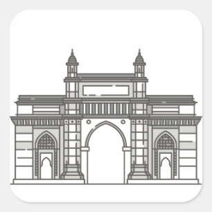 Portal der indischen Mumbai-Sehenswürdigkeit Quadratischer Aufkleber