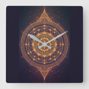 Portal des unendlichen Lichts – Ein heiliges Manda Quadratische Wanduhr