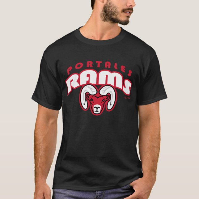 Portales RAMs gewölbt, T - Shirt beschriftend (Vorderseite)