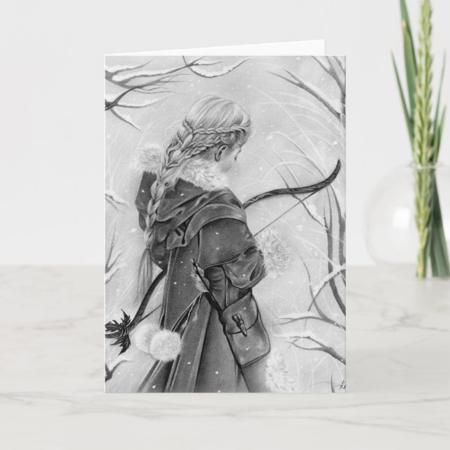 Porte à la carte de fille d'archer d'hiver (Devant)