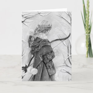 Porte à la carte de fille d'archer d'hiver