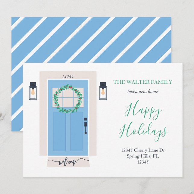 Porte avant Déplacement Faire-part bleu (Devant / Derrière)