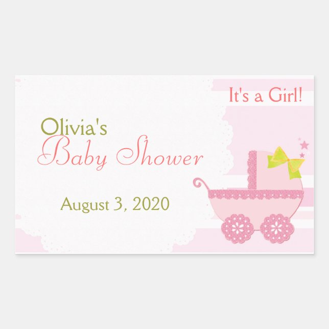 Porte-bébé C'est un Sticker Baby shower rose fille (Devant)