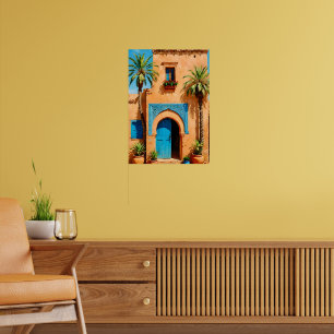 Porte bleue marocaine en terre cuite - Art mural K