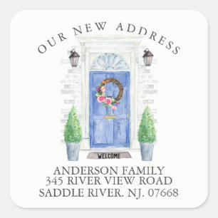 Porte bleue   Nouveau Sticker Étiquette de adresse