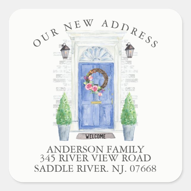 Porte bleue | Nouveau Sticker Étiquette de adresse (Devant)