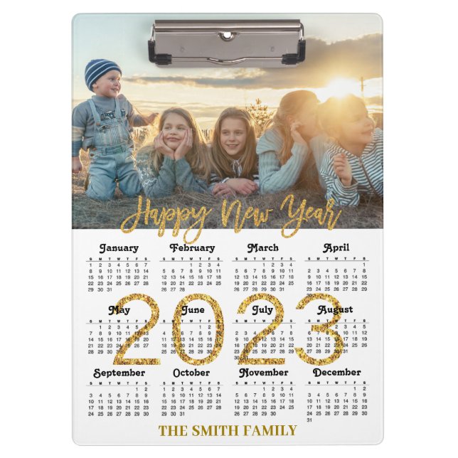 Porte-bloc 2023-2026 Calendrier Gold Parties scintillant Scri (Devant)