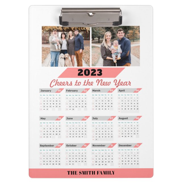 Porte-bloc 2023-2026 Calendrier personnalisé photo de famille (Devant)