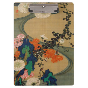 Porte-bloc 29. 菊 花 流 水 図, 冲 Chrysanthemum & Stream, Jakuchu, 