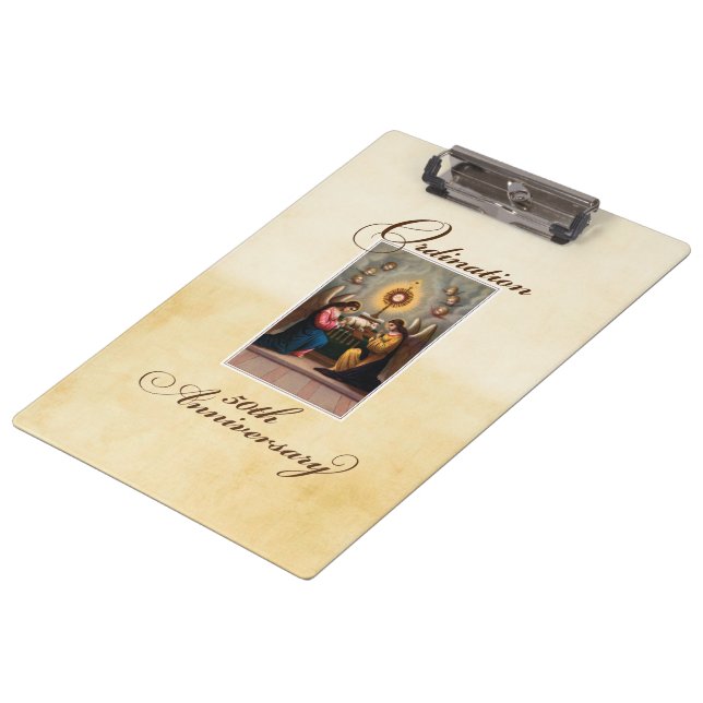 Porte-bloc 50e anniversaire d'ordination Anges à l'autel (Incliné)